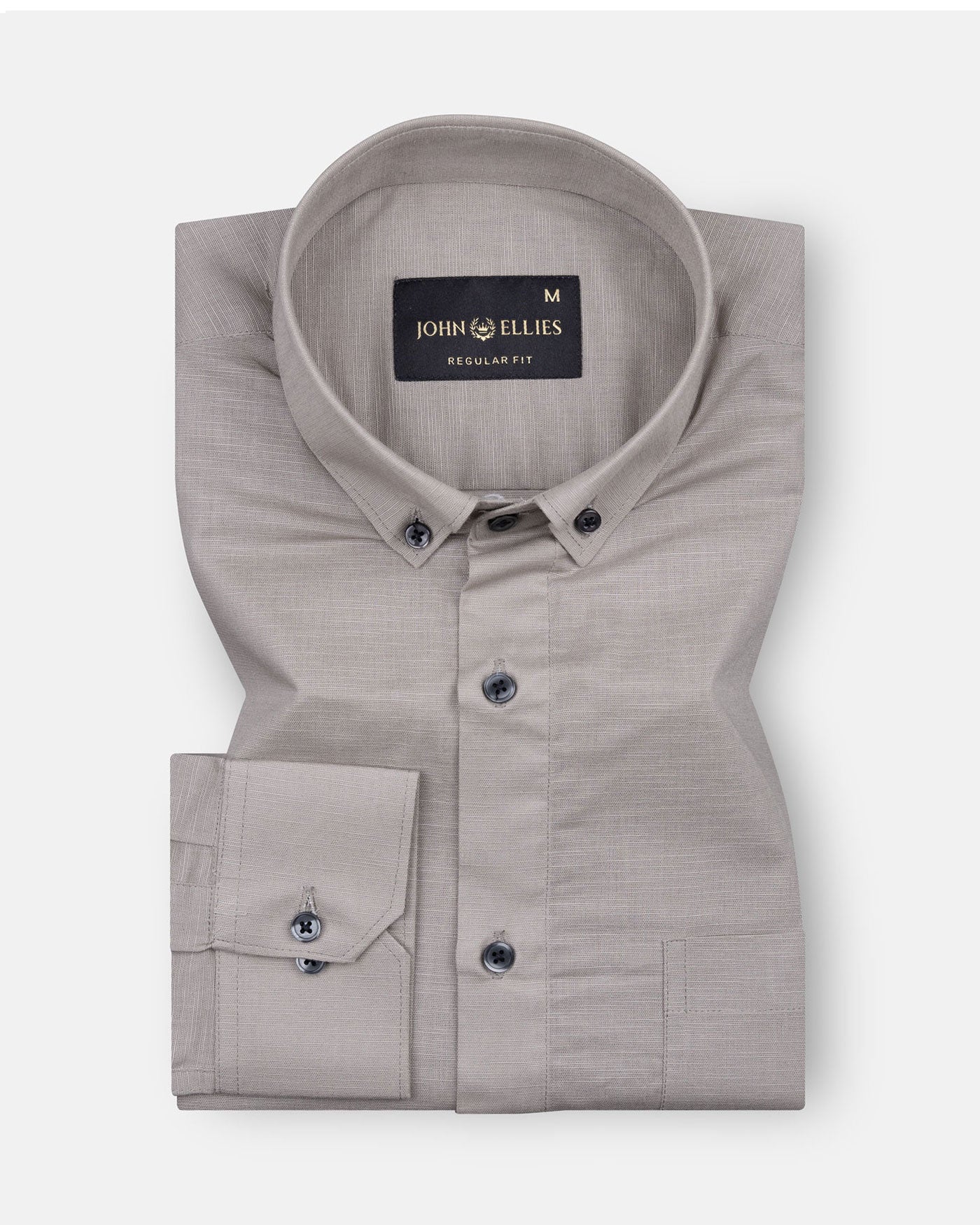 Buy Lynthor Tan Plain Linen Button Down Shirt