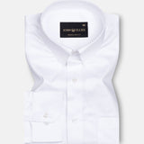 Rostin White Hidden Button Down Giza Cotton Shirt - John Ellies