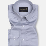 Rostin Silver Hidden Button Down Giza Cotton Shirt - John Ellies