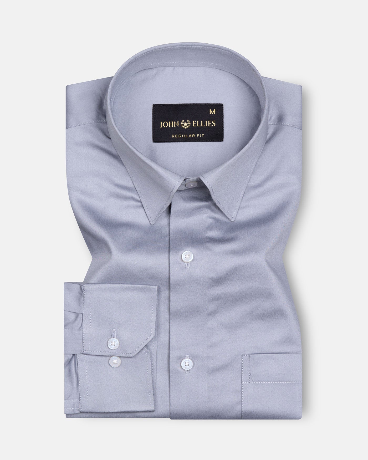 Rostin Silver Hidden Button Down Giza Cotton Shirt - John Ellies