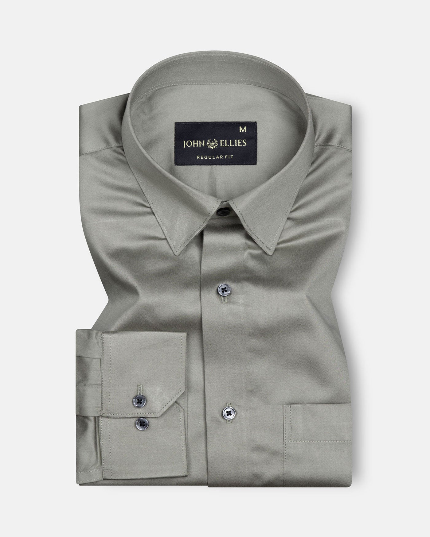 Rostin Olive Hidden Button Down Giza Cotton Shirt - John Ellies