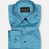 Rostin Bondi Blue Hidden Button Down Giza Cotton Shirt - John Ellies