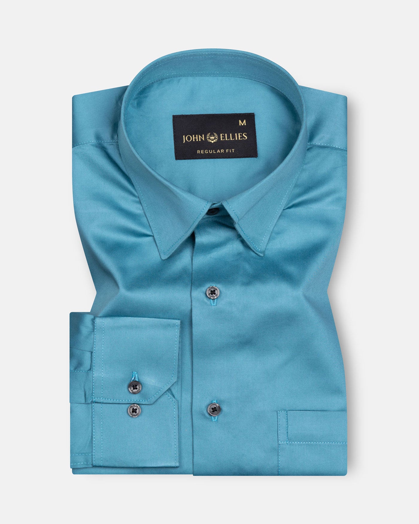 Rostin Bondi Blue Hidden Button Down Giza Cotton Shirt - John Ellies