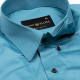 Rostin Bondi Blue Hidden Button Down Giza Cotton Shirt - John Ellies