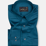 Rostin Teal Hidden Button Down Giza Cotton Shirt - John Ellies
