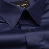 Rostin Navy Blue Hidden Button Down Giza Cotton Shirt - John Ellies