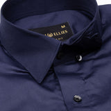 Rostin Navy Blue Hidden Button Down Giza Cotton Shirt - John Ellies