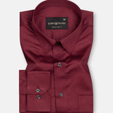 Rostin Maroon Hidden Button Down Giza Cotton Shirt - John Ellies