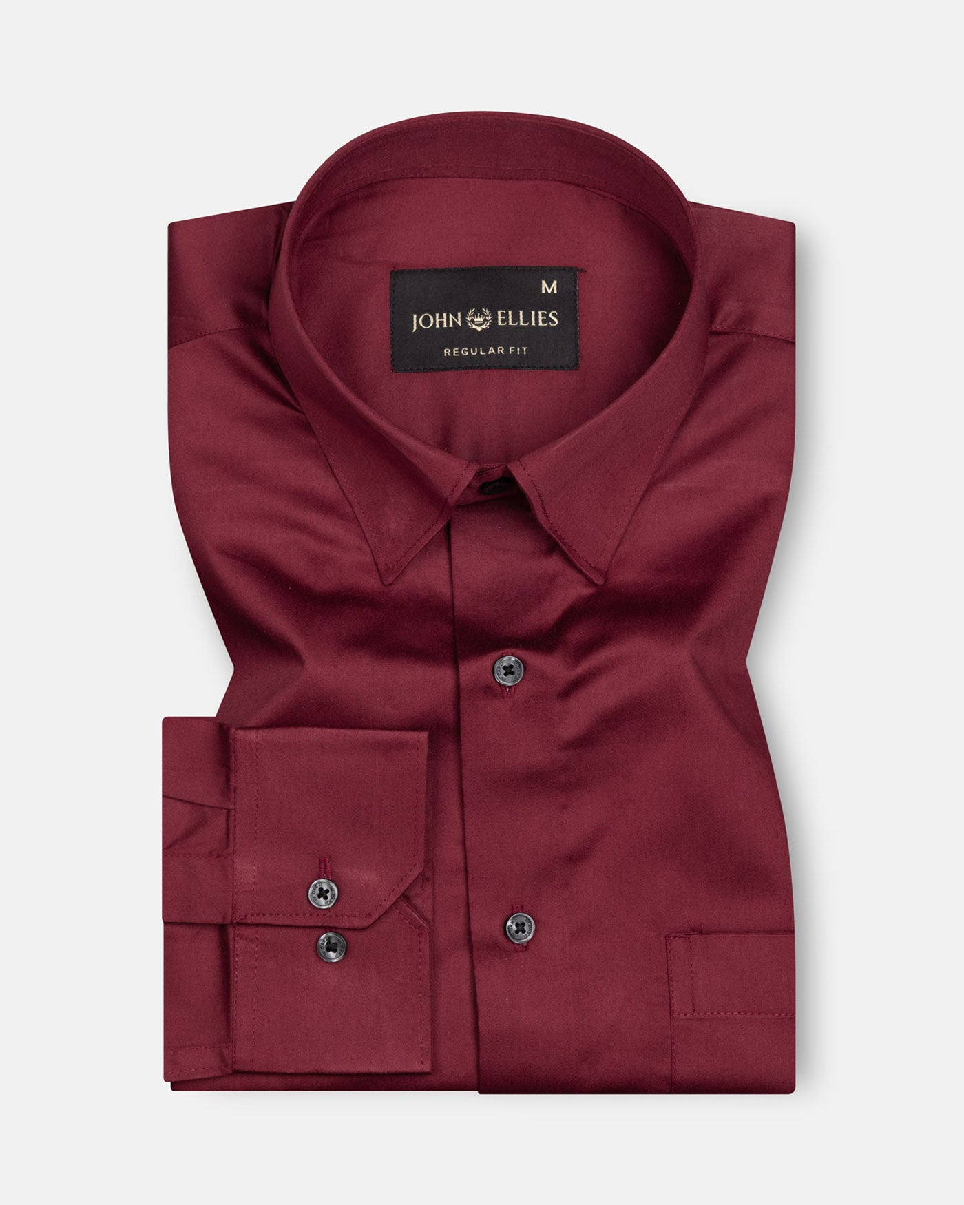 Rostin Maroon Hidden Button Down Giza Cotton Shirt - John Ellies