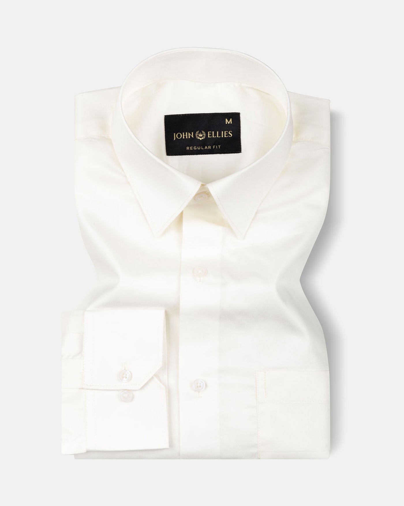 Rostin Cream Hidden Button Down Giza Cotton Shirt - John Ellies