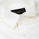 Rostin Cream Hidden Button Down Giza Cotton Shirt - John Ellies