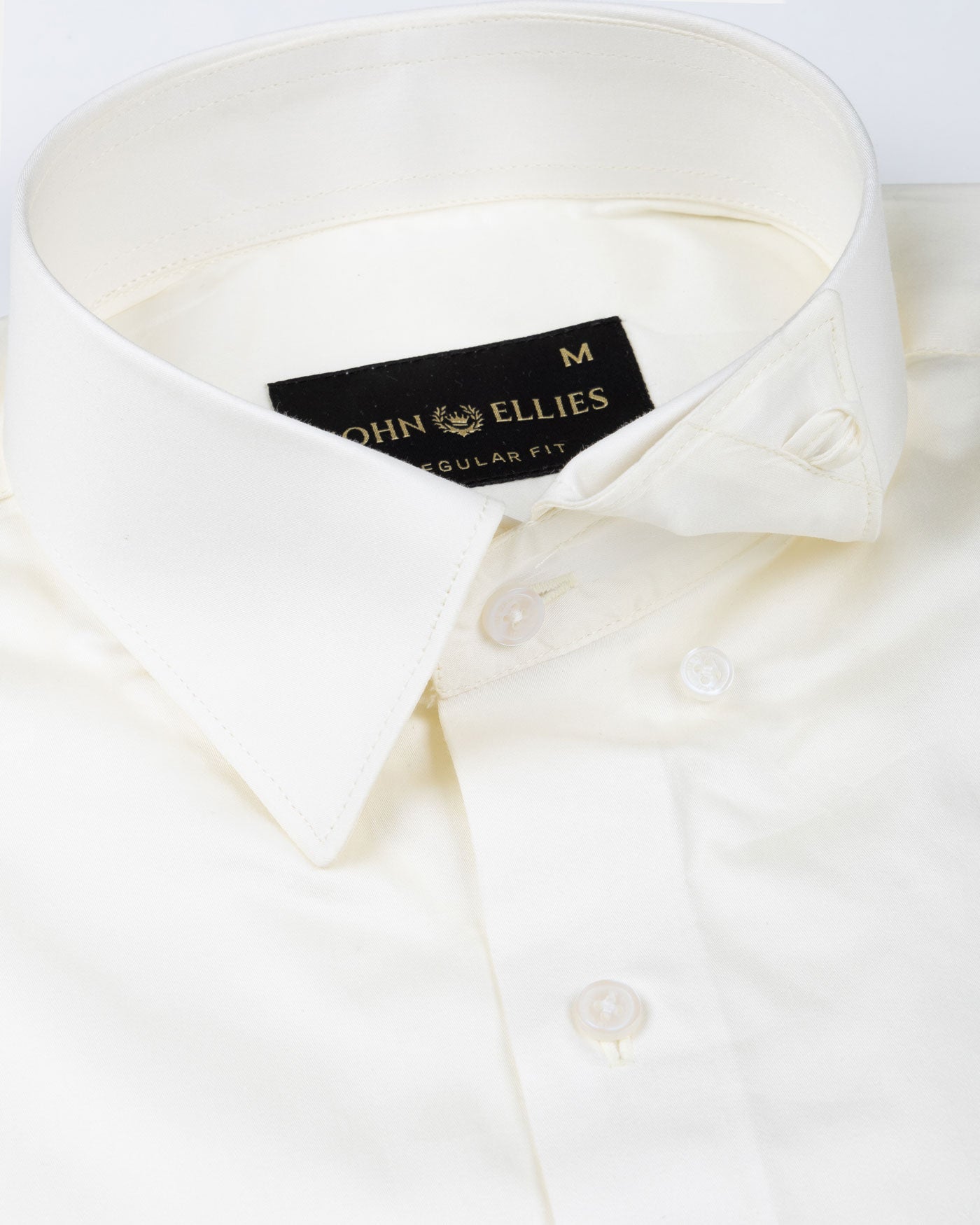 Rostin Cream Hidden Button Down Giza Cotton Shirt - John Ellies