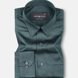 Rostin Dark Green Hidden Button Down Giza Cotton Shirt - John Ellies