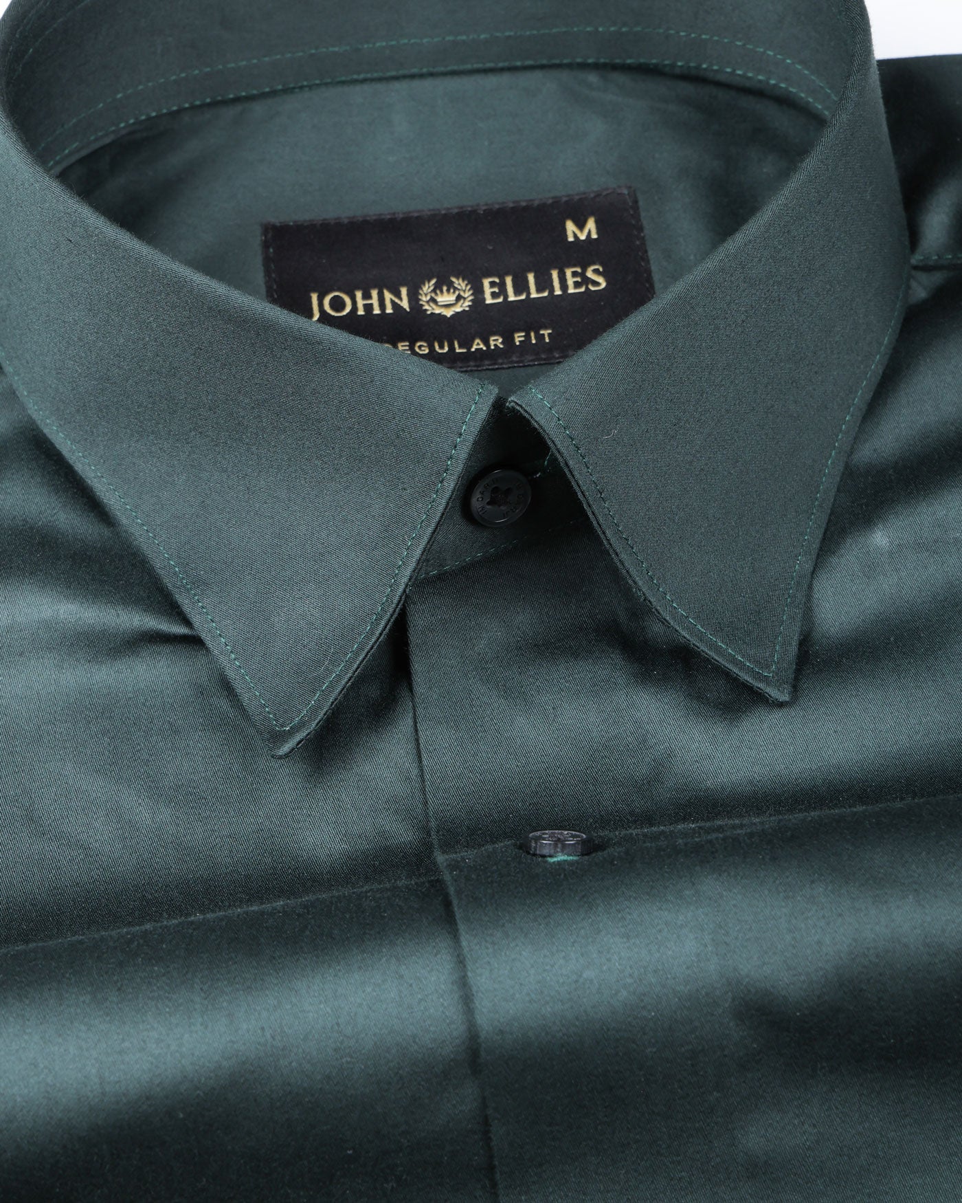 Rostin Dark Green Hidden Button Down Giza Cotton Shirt - John Ellies