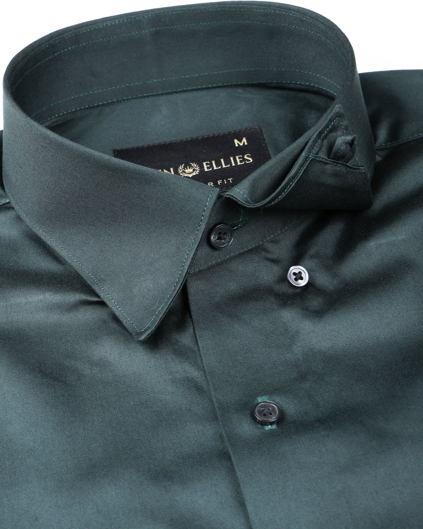 Rostin Dark Green Hidden Button Down Giza Cotton Shirt - John Ellies