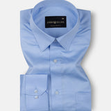 Rostin Sky Blue Hidden Button Down Giza Cotton Shirt - John Ellies