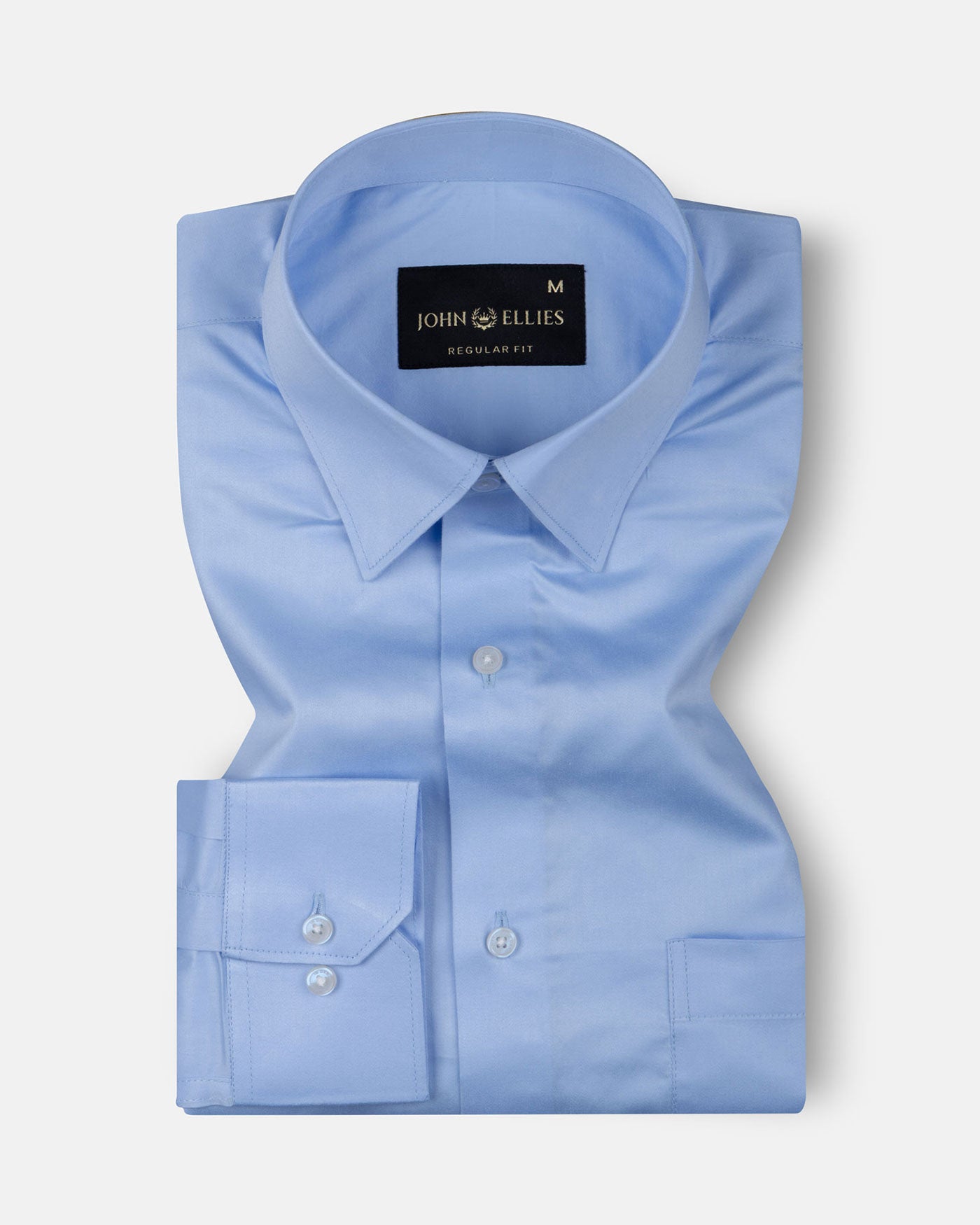 Rostin Sky Blue Hidden Button Down Giza Cotton Shirt - John Ellies
