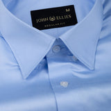 Rostin Sky Blue Hidden Button Down Giza Cotton Shirt - John Ellies