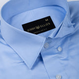 Rostin Sky Blue Hidden Button Down Giza Cotton Shirt - John Ellies