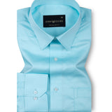 Rostin Cyan Hidden Button Down Giza Cotton Shirt - John Ellies