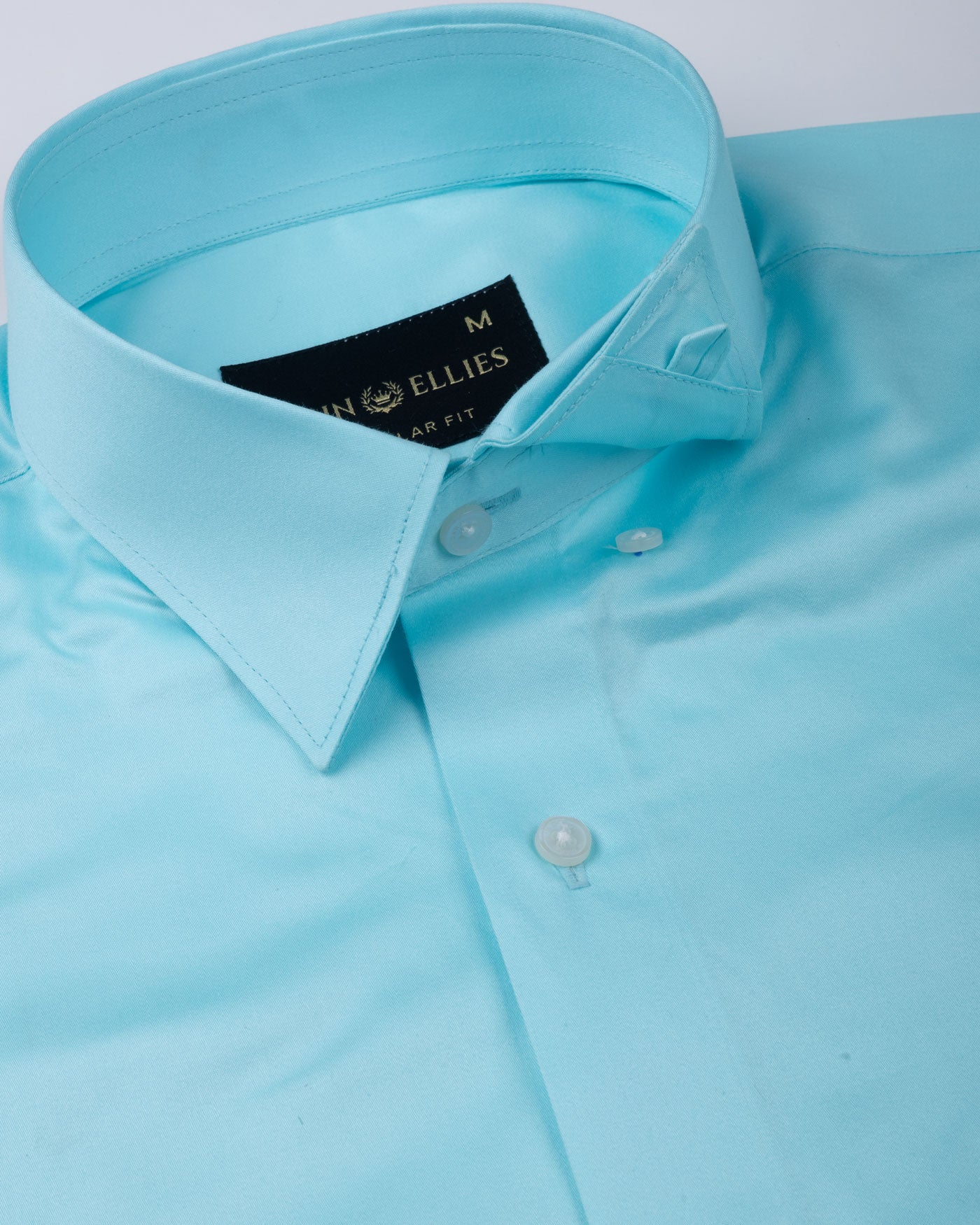 Rostin Cyan Hidden Button Down Giza Cotton Shirt - John Ellies
