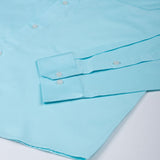 Rostin Cyan Hidden Button Down Giza Cotton Shirt - John Ellies