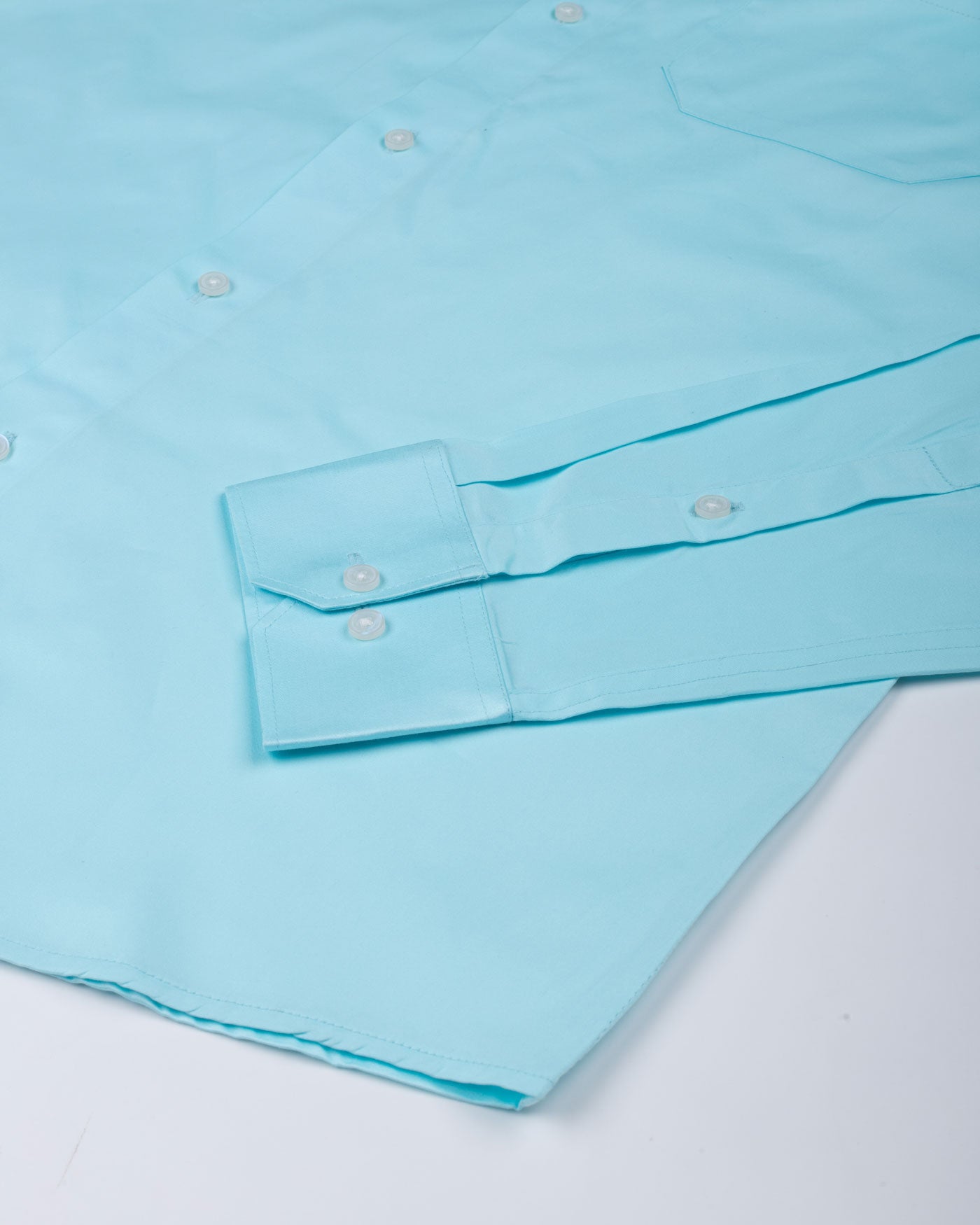 Rostin Cyan Hidden Button Down Giza Cotton Shirt - John Ellies