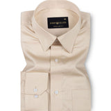 Rostin Beige Hidden Button Down Giza Cotton Shirt - John Ellies
