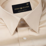 Rostin Beige Hidden Button Down Giza Cotton Shirt - John Ellies