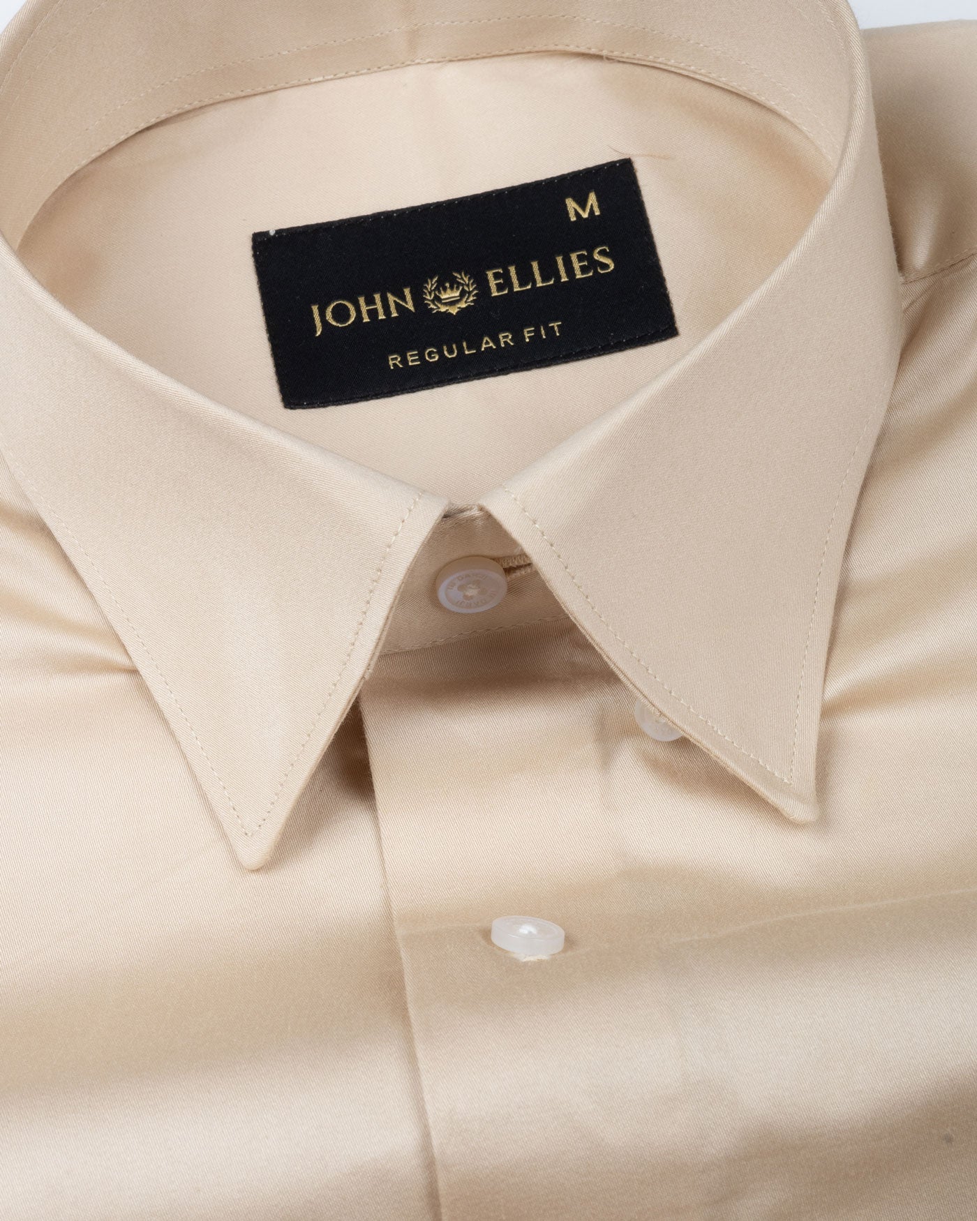 Rostin Beige Hidden Button Down Giza Cotton Shirt - John Ellies