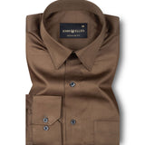 Rostin Coffee Hidden Button Down Giza Cotton Shirt - John Ellies
