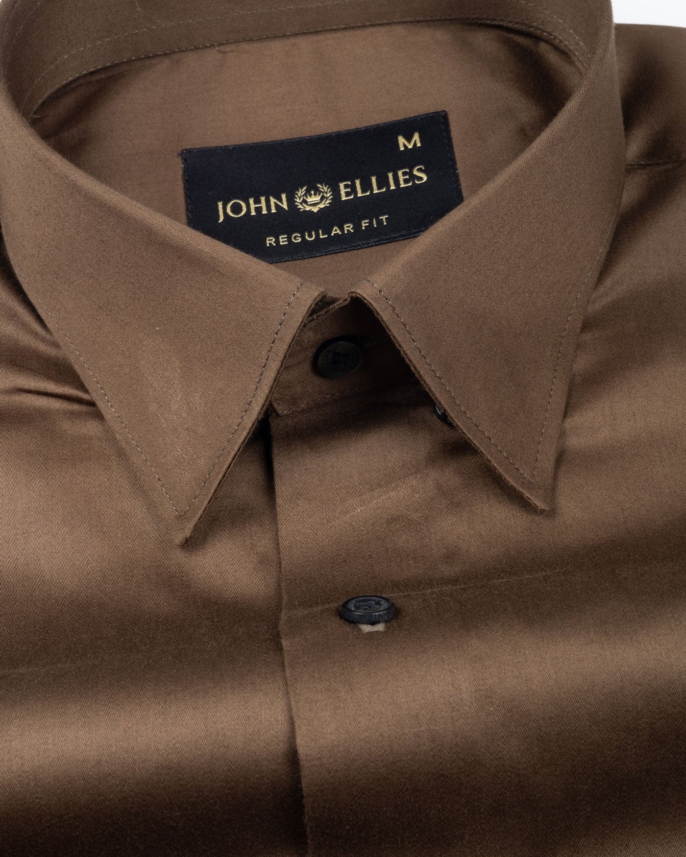 Rostin Coffee Hidden Button Down Giza Cotton Shirt - John Ellies