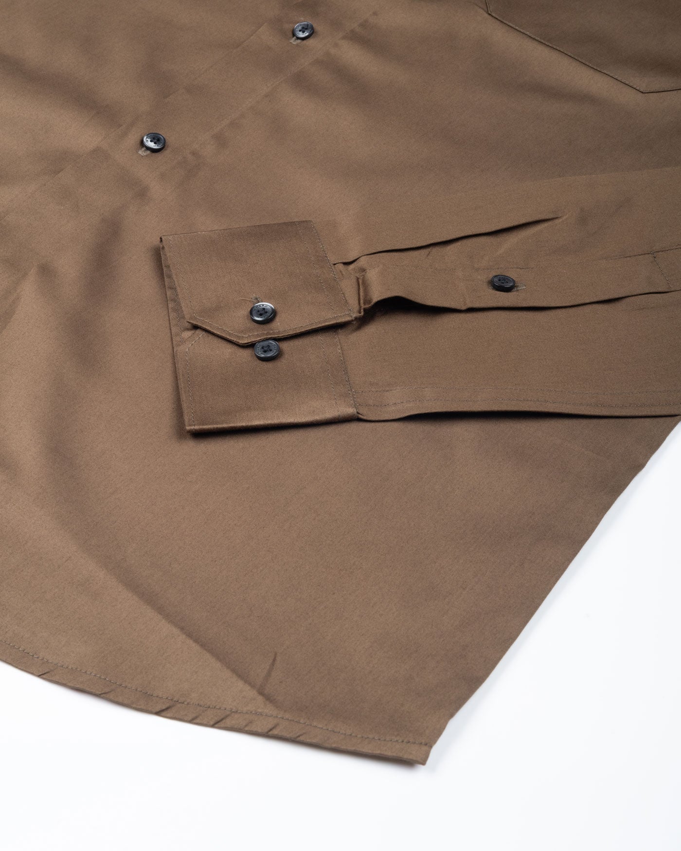 Rostin Coffee Hidden Button Down Giza Cotton Shirt - John Ellies