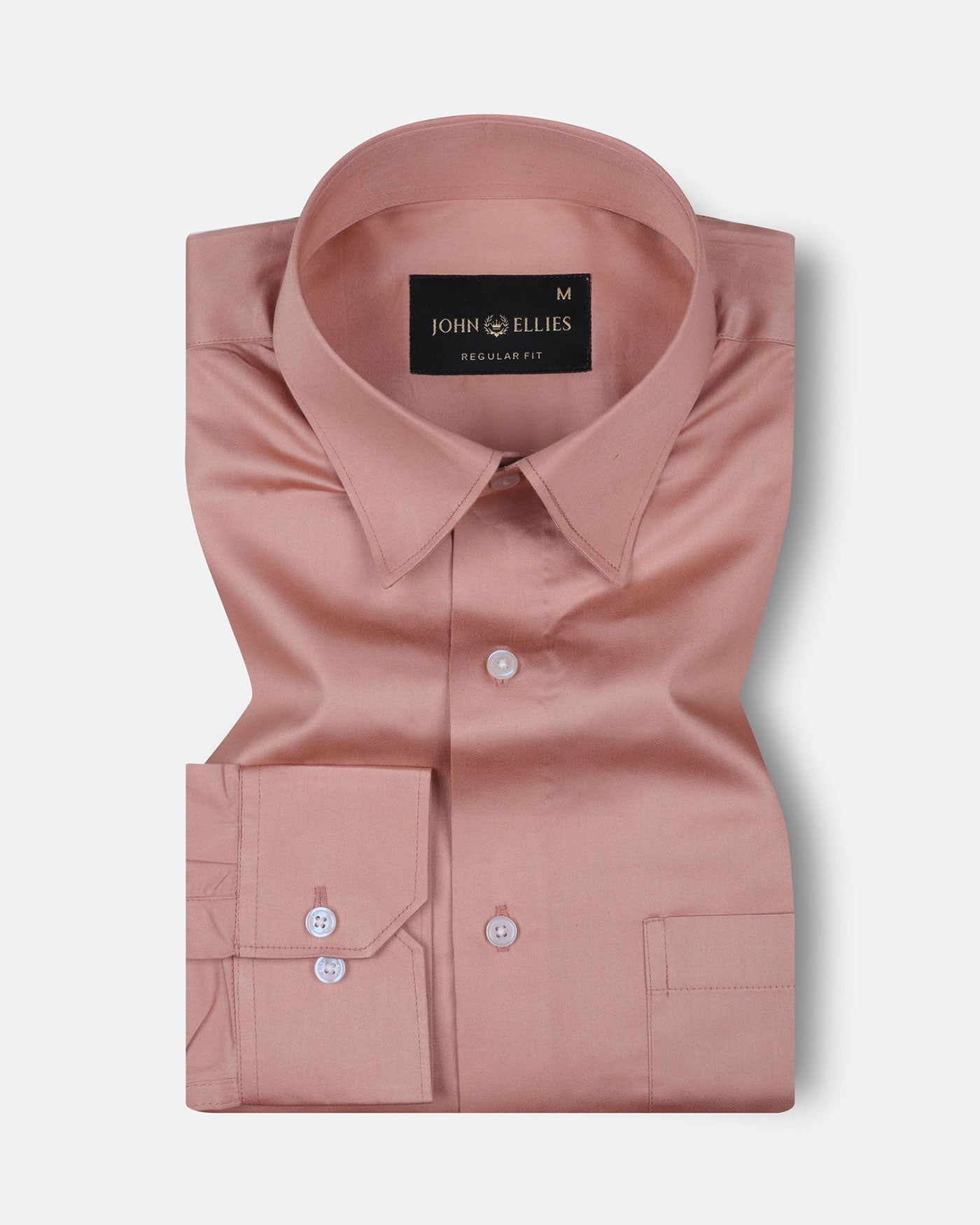 Rostin Peach Hidden Button Down Giza Cotton Shirt - John Ellies