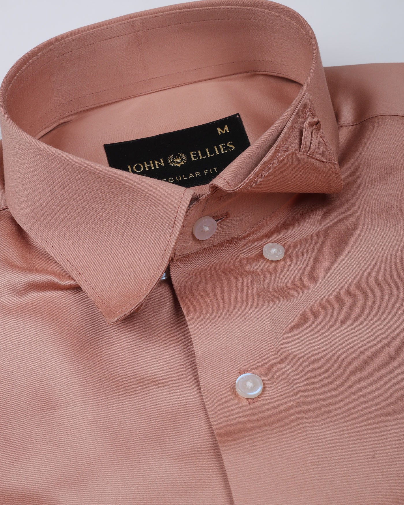 Rostin Peach Hidden Button Down Giza Cotton Shirt - John Ellies