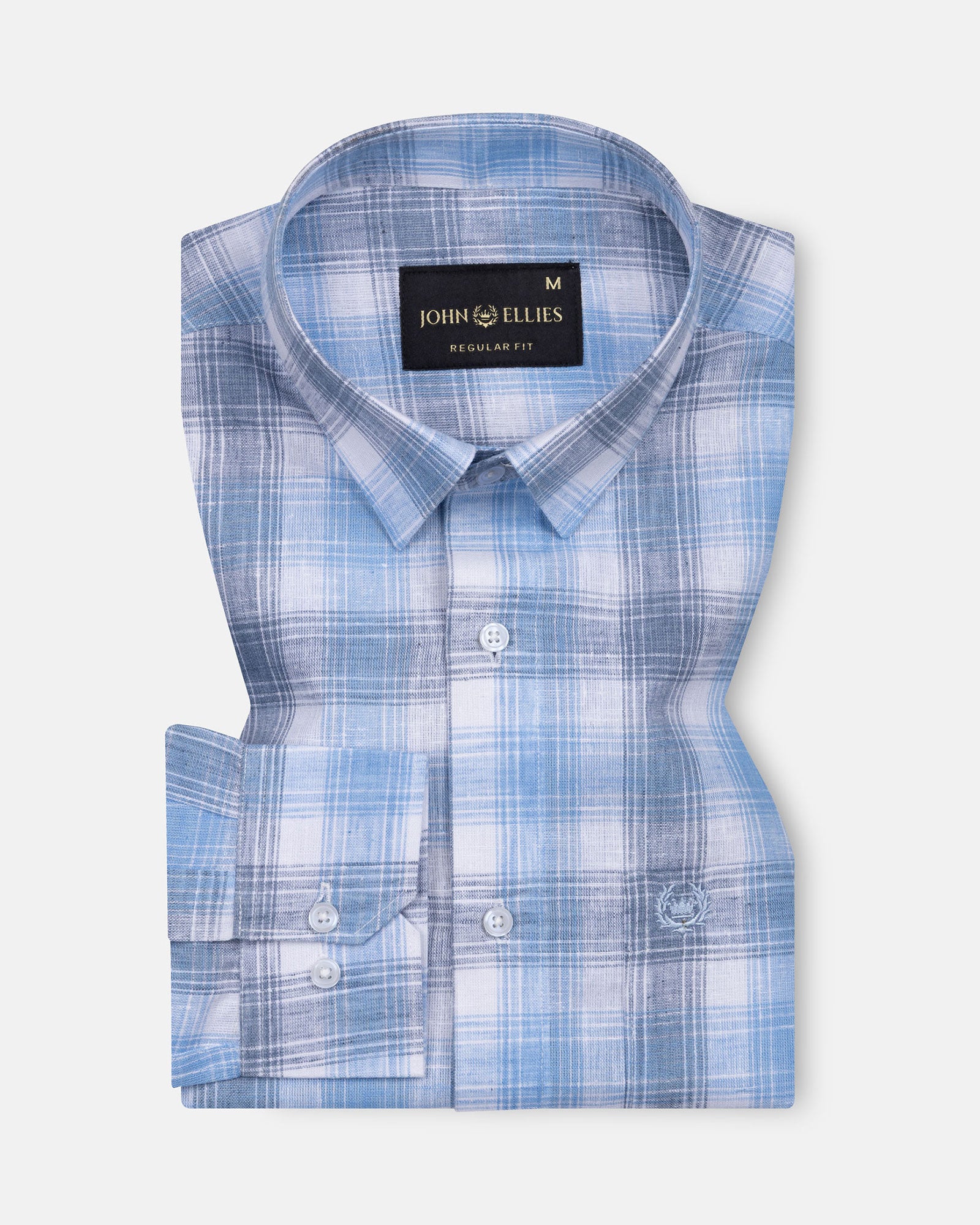 Buy Qorlen Blue Check Linen Shirt John Ellies India Buy Qorlen Blue Check Linen Shirt John Ellies India