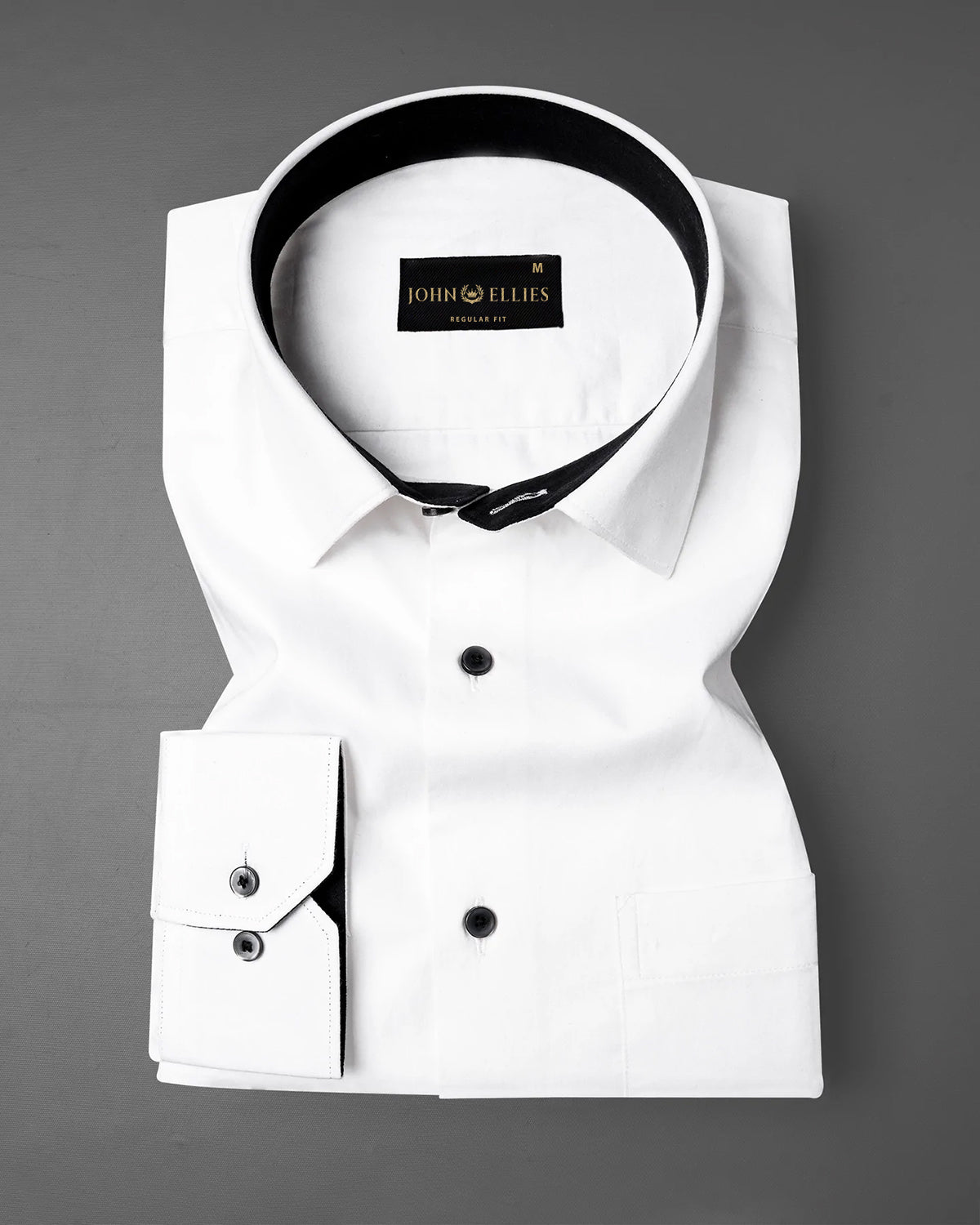 Buy White With Black Inner Cuffs & Collar Giza Cotton Shirt – John Ellies India Buy White With Black Inner Cuffs & Collar Giza Cotton Shirt – John Ellies India