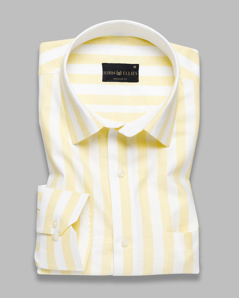 Buy Yellow With White Striped Super Soft Cotton Shirt