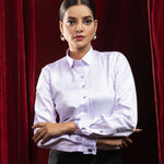 Silhouette Lavender Plain Satin Women Shirt - John Ellies