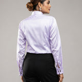 Silhouette Lavender Plain Satin Women Shirt