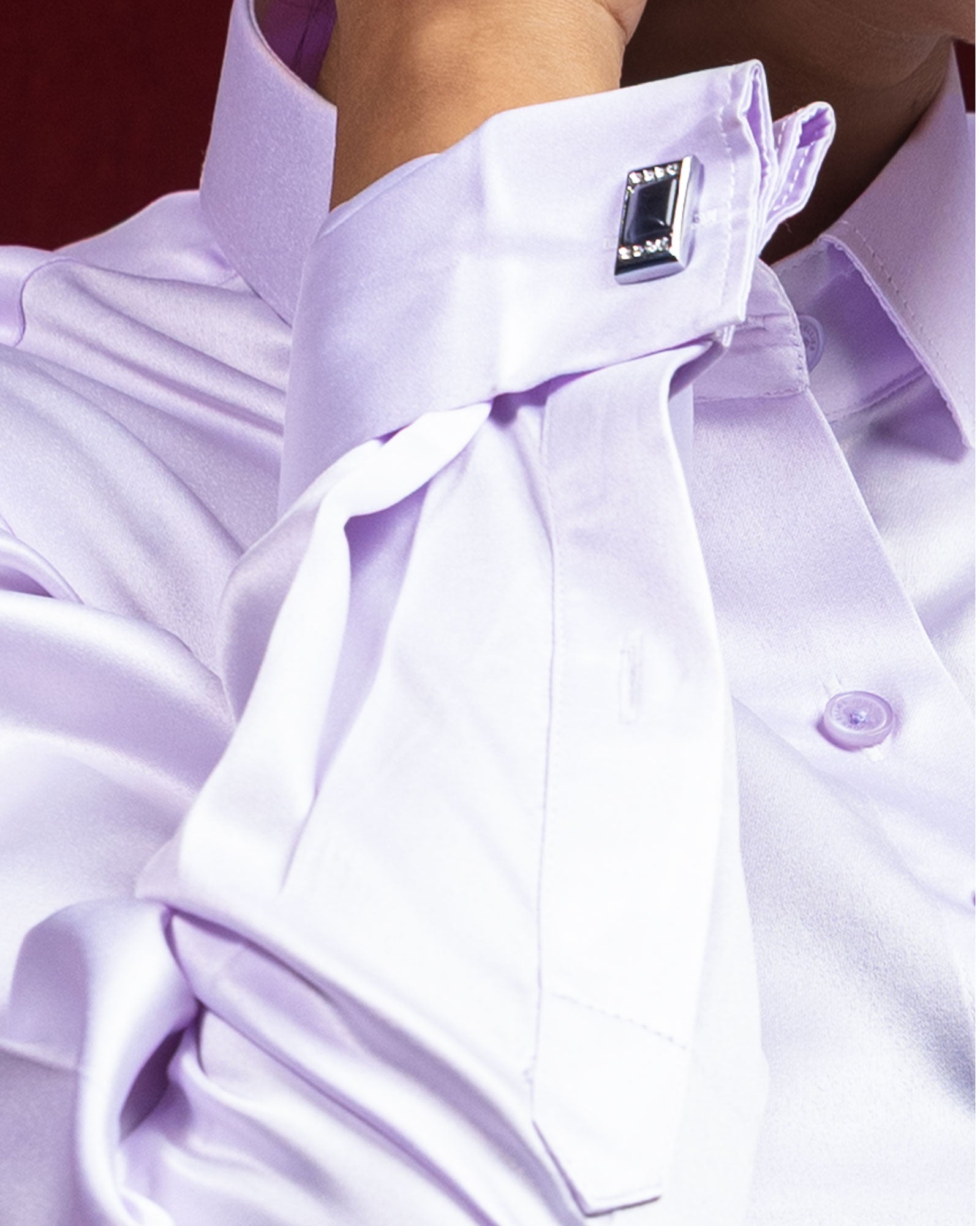 Silhouette Lavender Plain Satin Women Shirt - John Ellies