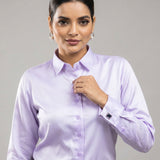 Silhouette Lavender Plain Satin Women Shirt