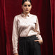 Silhouette Beige Plain Satin Women Shirt - John Ellies