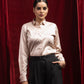 Silhouette Beige Plain Satin Women Shirt - John Ellies