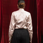 Silhouette Beige Plain Satin Women Shirt - John Ellies