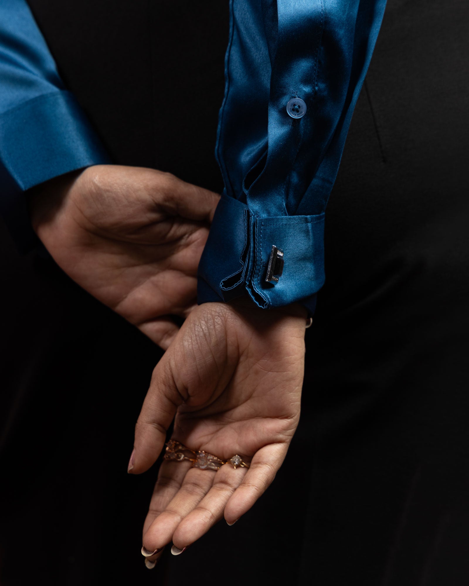 Silhouette Teal Plain Satin Women Shirt - John Ellies