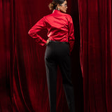 Silhouette Red Plain Satin Women Shirt - John Ellies