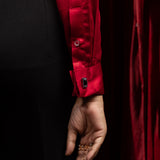 Silhouette Red Plain Satin Women Shirt - John Ellies