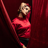 Silhouette Red Plain Satin Women Shirt - John Ellies
