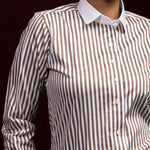 Silhouette Brown Stripes Cotton Women Shirt - John Ellies